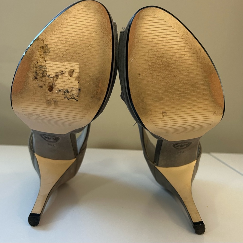 MICHAEL Michael Kors Elena Cross Strap Suede Platform Heels - Picture 8 of 10